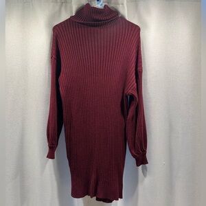 ANRABESS Ribbed Turtleneck Sweater Dress